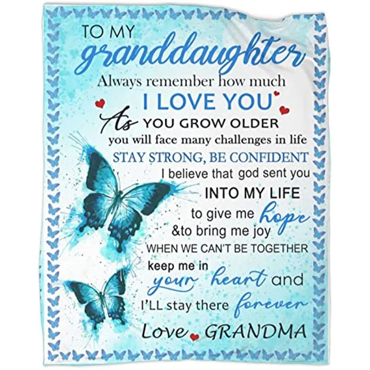 

to My Granddaughter from Grandma Throw Blankets I Love You Butterfly Flannel Blanket Birthday Gifts Birthday Soft Bed Throw