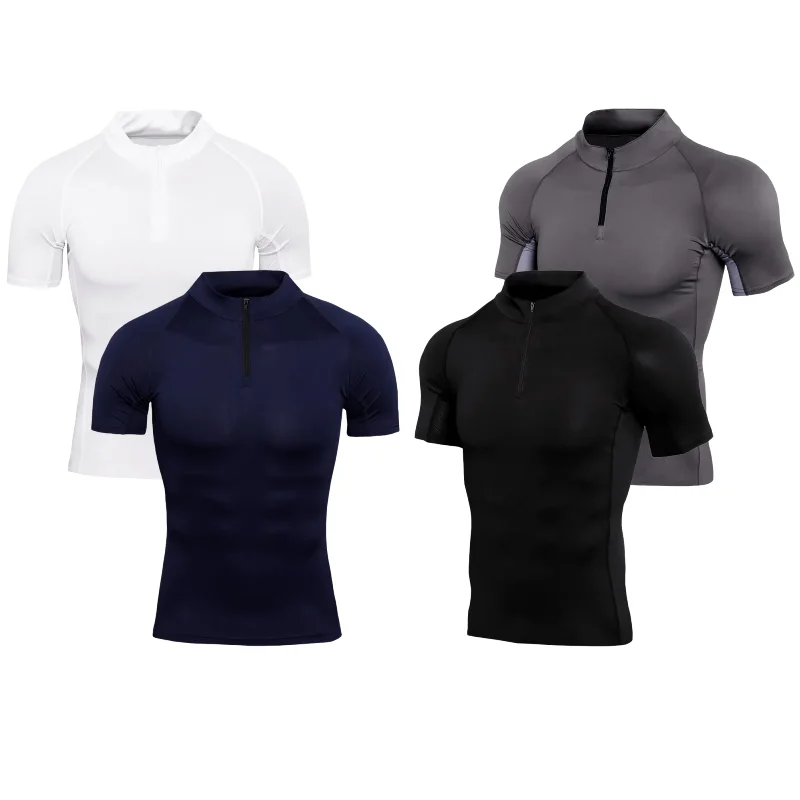 Short-sleeved Sportswear Men's Personal Trainer Overalls Men's Stand Collar Zipper Fitness Suit T-shirt Sports Clothes
Short-sleeved Sportswear Men's Personal Trainer Overalls Men's Stand Collar Zipper Fitness Suit T-shirt Sports Clothes