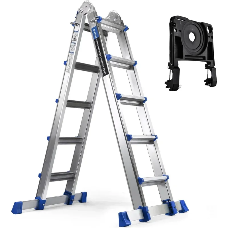 

HBTower Ladder, A Frame 5 Step Extension Ladder, 19 Ft Multi Position Ladder with Removable Tool Tray and Stabilizer Bar, 330 lb