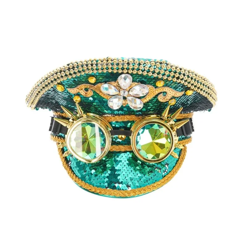 Big Brim Hat for Bride with Goggle Cosplay Blingbling Captain Hat Stage Props Masquerade Headwear
Big Brim Hat for Bride with Goggle Cosplay Blingbling Captain Hat Stage Props Masquerade Headwear
