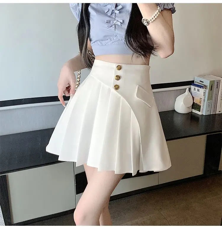 Preppy Style Women Cutecore Sweet Pleated Skirts Summer High Waist Irregular All-match A-line Koreon Solid Casual Short Skirt
Preppy Style Women Cutecore Sweet Pleated Skirts Summer High Waist Irregular All-match A-line Koreon Solid Casual Short Skirt