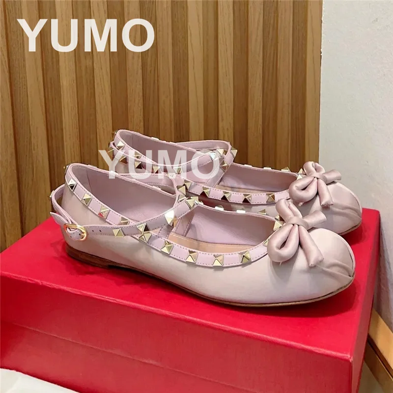 Designer Round Toe Pink Ballets Loafers Woman Ankle Strap Rivet Decor Mary Jeans Comfortable Flat Single Shoes
Designer Round Toe Pink Ballets Loafers Woman Ankle Strap Rivet Decor Mary Jeans Comfortable Flat Single Shoes