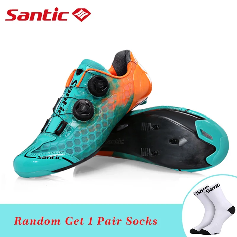 

Santic Carbon Fiber Men Cycling Shoes Road Bike Self-locking Professional Competition Ultralight PRO Racing Team Bicycle Shoes