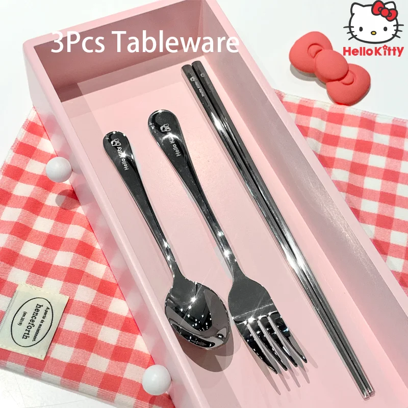 Sanrio Hello Kitty Portable Spoon Fork Chopsticks Three-piece Cartoon Anime 304 Stainless Steel Tableware Student Dinnerware Set
Sanrio Hello Kitty Portable Spoon Fork Chopsticks Three-piece Cartoon Anime 304 Stainless Steel Tableware Student Dinnerware Set