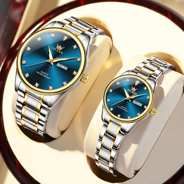 OLEVS-Montre à quartz étanche pour couple, montres pour amoureux, date Shoous, marque supérieure, tendance de la mode, originale, nouveau 1