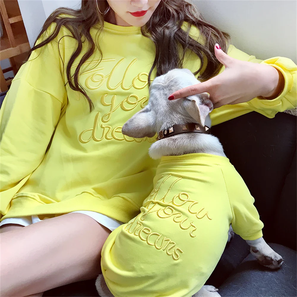 Spring Autumn Fashion Luxury Dog Clothing for French Bulldog Matching Owner and Dog Clothes Hoodie Pet Sweatershirt Clothes
Spring Autumn Fashion Luxury Dog Clothing for French Bulldog Matching Owner and Dog Clothes Hoodie Pet Sweatershirt Clothes