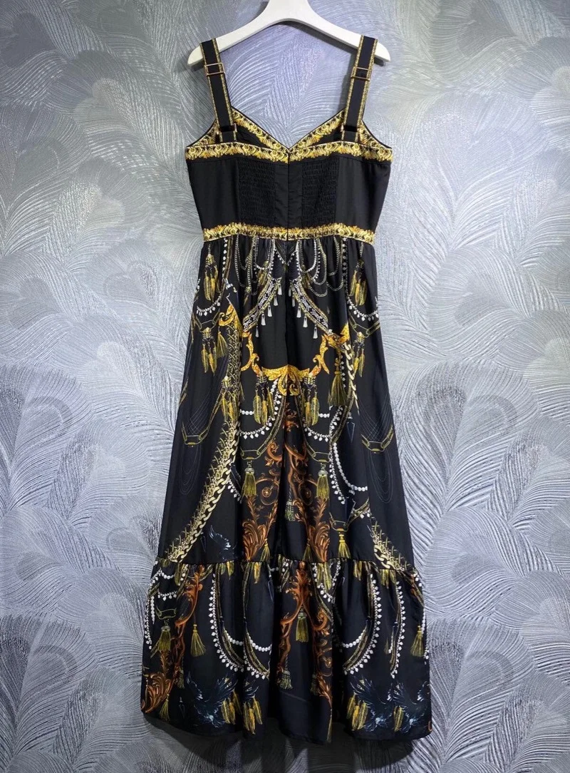 Vintage Print Long Dress 2023 Summer Fashion Style High Quality Ladies Spaghetti Strap Sleeveless Casual Long Black Dress XXL
Vintage Print Long Dress 2023 Summer Fashion Style High Quality Ladies Spaghetti Strap Sleeveless Casual Long Black Dress XXL