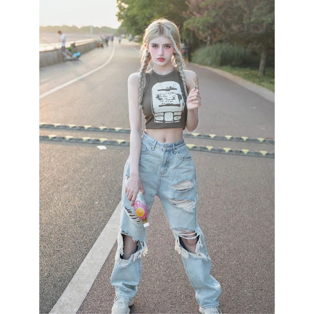 New Fashion High-quality Design Sense Sexy Loose Ripped Jeans Female Beggar Tattered Loose High Waist Straight Wide Leg Trousers
New Fashion High-quality Design Sense Sexy Loose Ripped Jeans Female Beggar Tattered Loose High Waist Straight Wide Leg Trousers