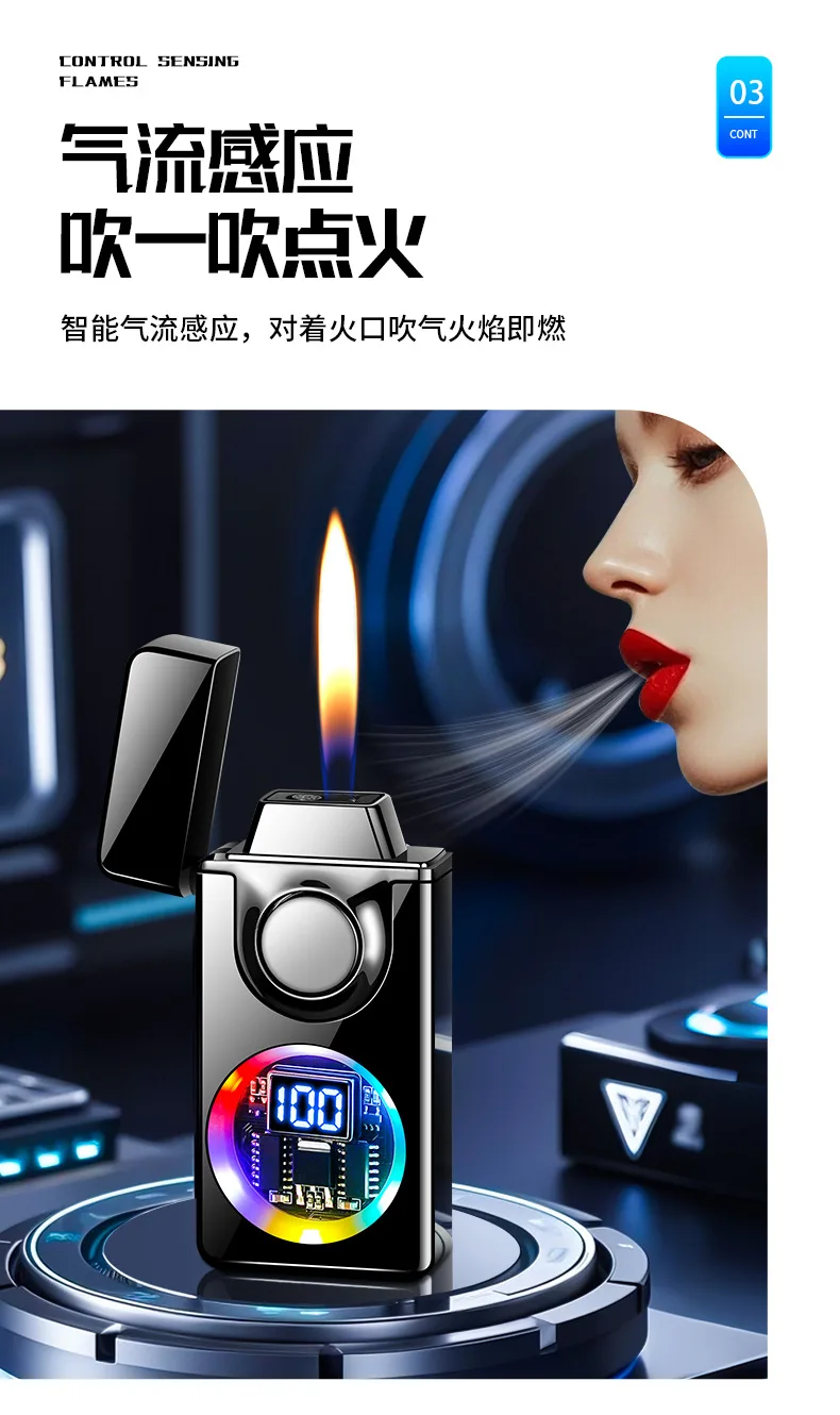 2025 Voice Controlled Ignition Gas Lighter 4 Ignition Methods Battery Display Open Fire Switching Jet Fire USB Electric Lighters 2025 Voice Controlled Ignition Gas Lighter 4 Ignition Methods Battery Display Open Fire Switching Jet Fire USB Electric Lighters