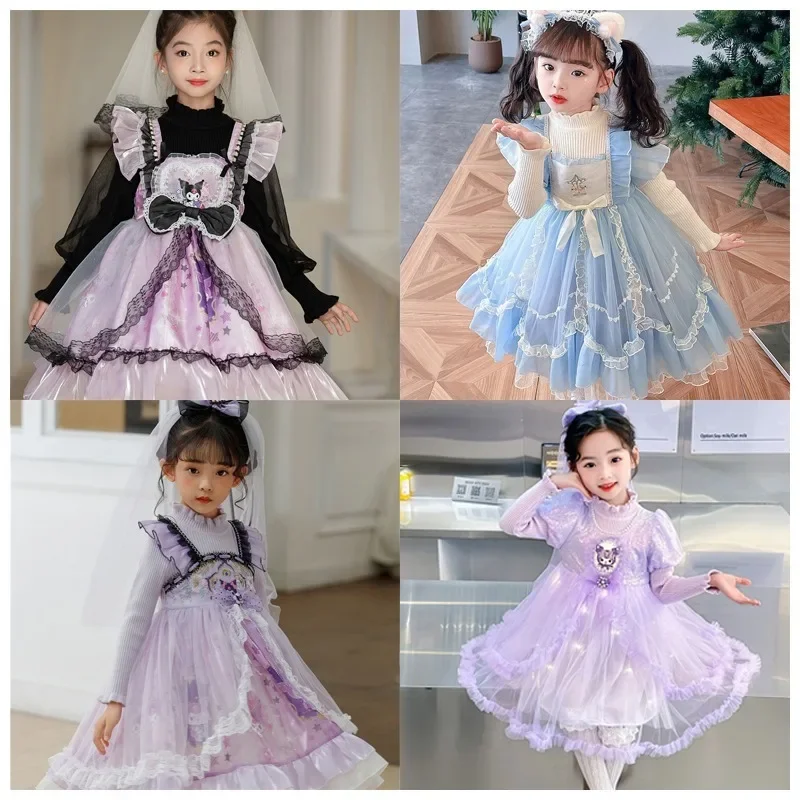 Платье принцессы Sanrioed Kuromi My Melody Cinnamoroll для девочек в стиле "Лолита", Милое трикотажное платье с длинными рукавами, детский подарок
Платье принцессы Sanrioed Kuromi My Melody Cinnamoroll для девочек в стиле "Лолита", Милое трикотажное платье с длинными рукавами, детский подарок