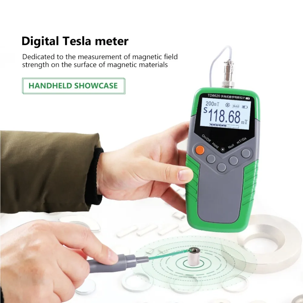 

Permanent Magnet Gauss Meter Handheld Digital Magnetic Flux Surface Field Test 5% 2% 1% Accuracy