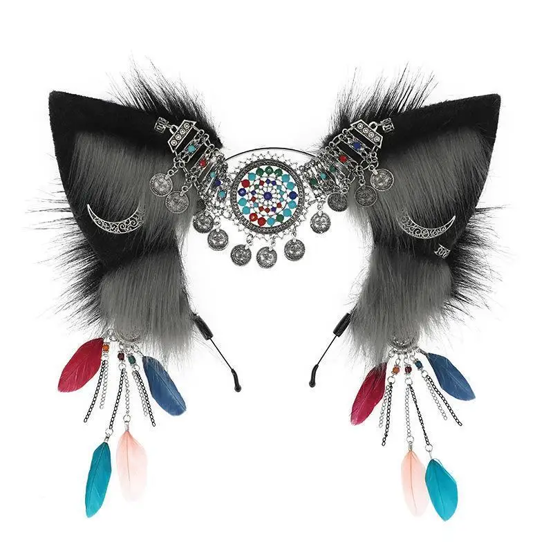1Pc Cosplay Hair Decorative Props Ethnic Style Antique Feather Hair Hoop Simulation Wolf Ear Shaped Exquisite Hair Hoop
1Pc Cosplay Hair Decorative Props Ethnic Style Antique Feather Hair Hoop Simulation Wolf Ear Shaped Exquisite Hair Hoop