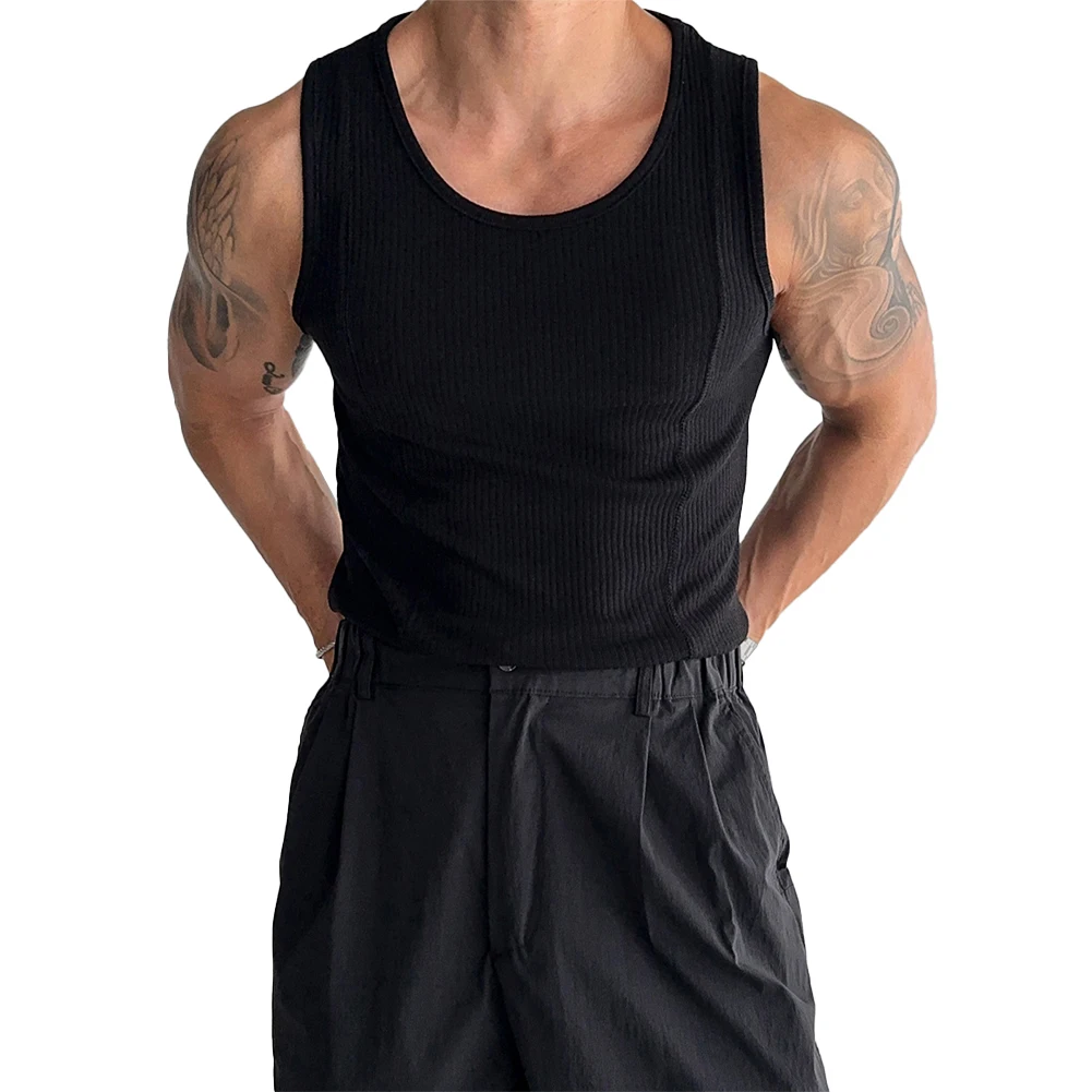 Men's Ribbed Sleeveless Tank Top Activewear Fitness Sports Bodybuilding Vest Black/White Vertical Stripe Design
Men's Ribbed Sleeveless Tank Top Activewear Fitness Sports Bodybuilding Vest Black/White Vertical Stripe Design