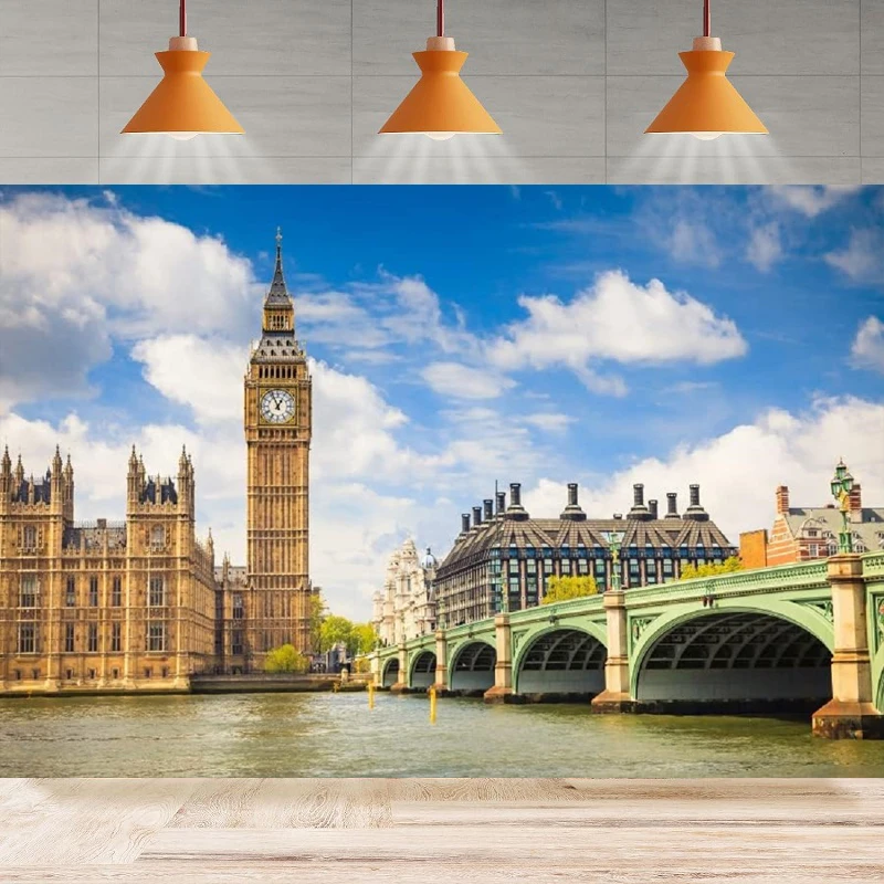 

Фон для фотосъемки с изображением Лондона Биг-Бена, Англии, Вестминстерского моста, знаменитых зданий, Европейского путешествия, Фотофон с искусственной стеной