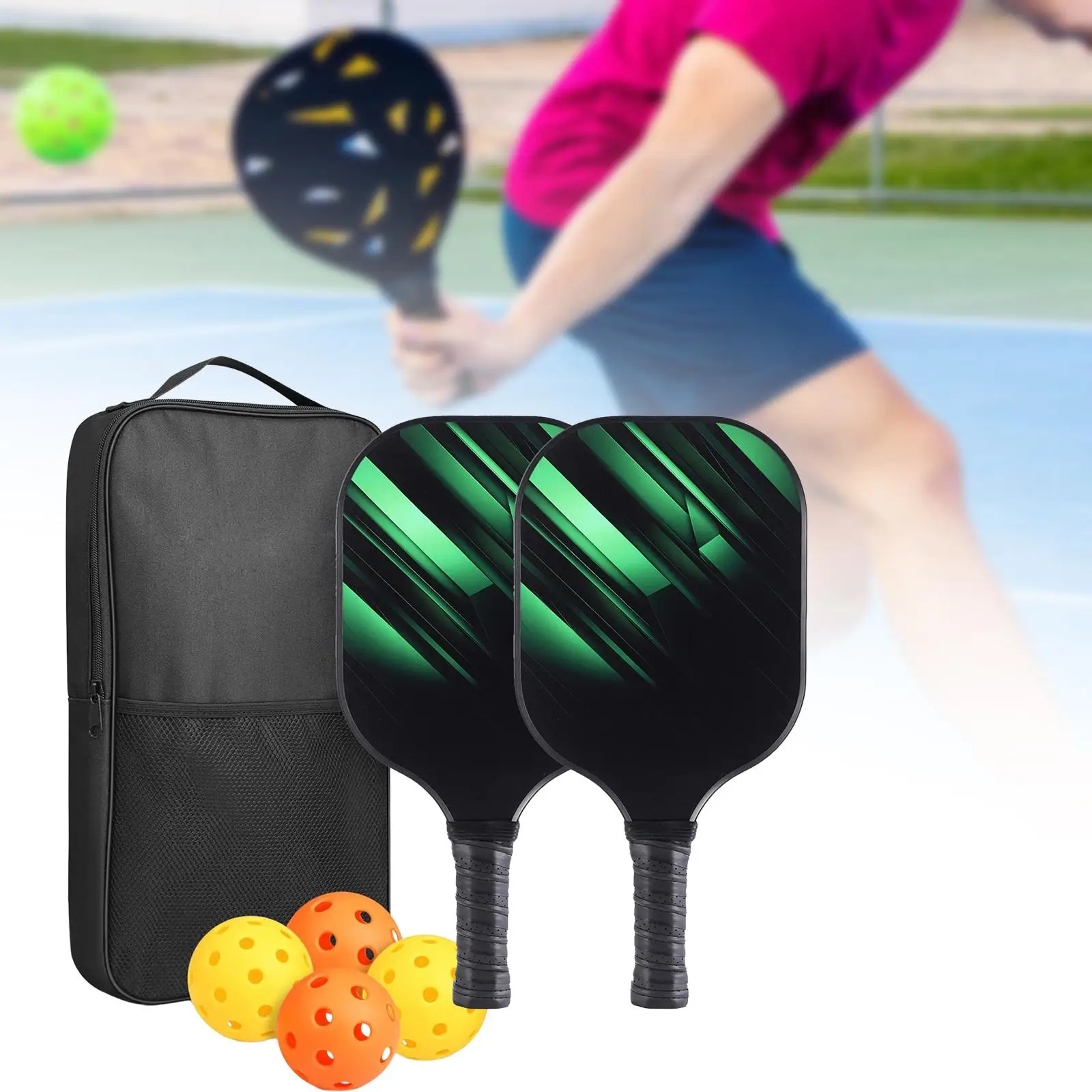 

Pickleball Racket Comfortable Grip Sports Goods Pickleball Set with Balls and Bag for Practice Indoor Training Outdoor Beginner