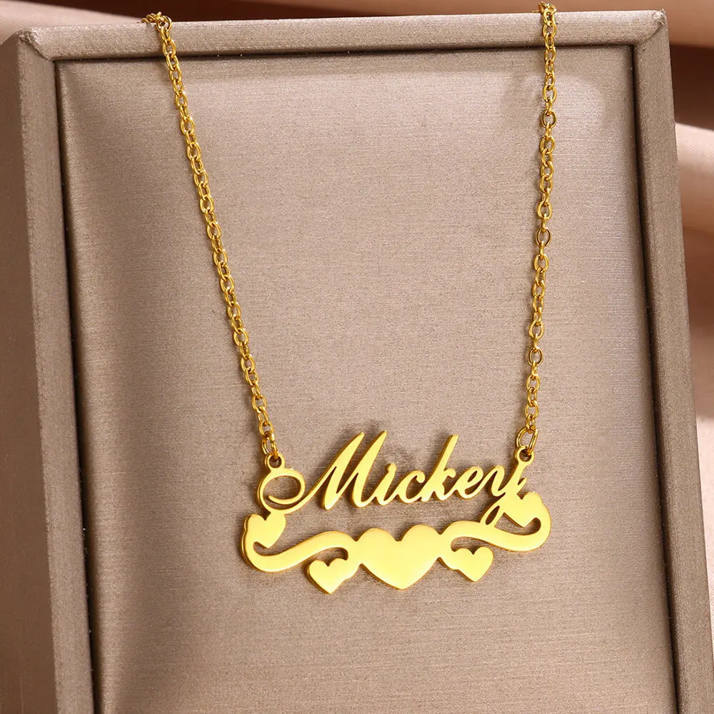 

Custom Heart Name Necklace Women Girl BFF Gift Jewelry Personalized Gold Color Stainless Steel Nameplate Statement Necklace