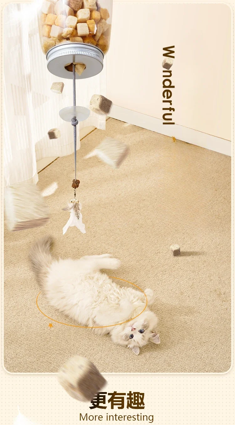 

Cat Toy Interactive Cats Leak Food Feather Toys with Bell Hanging Door Scratch Rope Pets Food Feeder Dispenser Kitten Catnip Toy