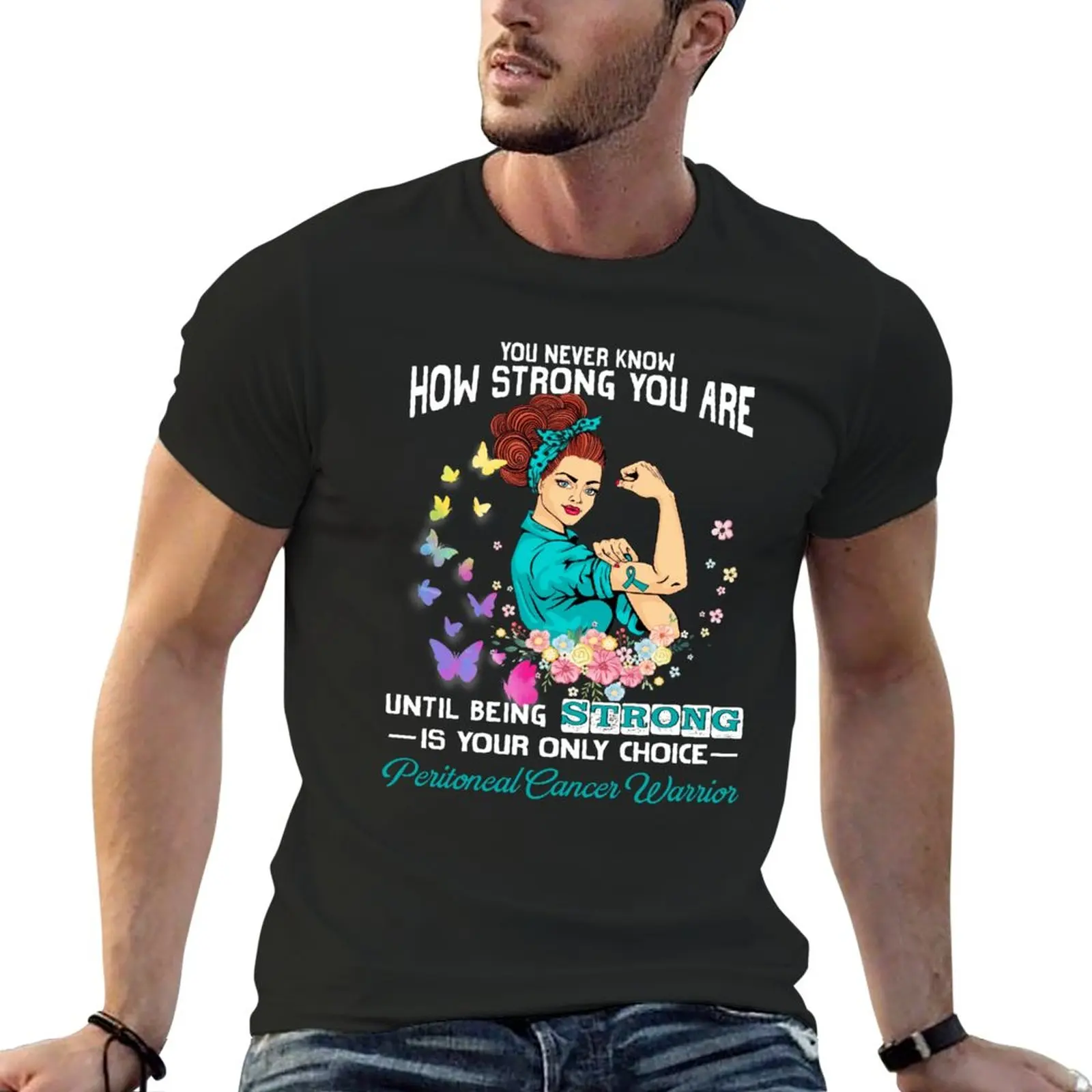 

Футболка Peritoneal с рисунком рака, воина, вы никогда не знаете, как сильная вы-это футболка для мальчика, летний топ, графические футболки, мужская одежда