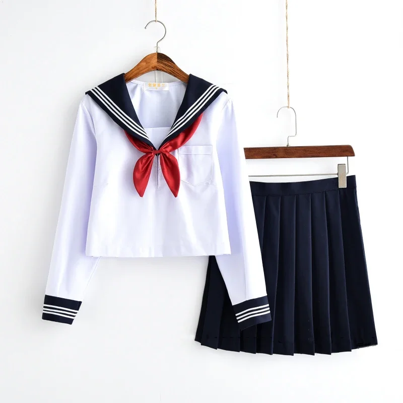 

White Schoolgirl Uniform Japanese Class Navy Sailor School Uniforms Students Clothes For Girls Anime COS Sailor JK Navy Suit