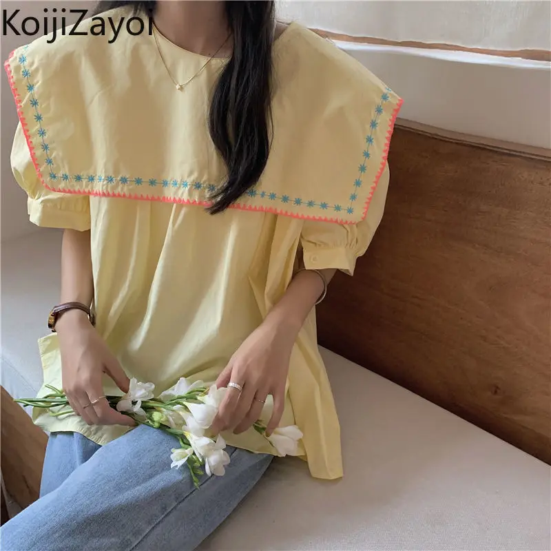 Koijizayoi Women Sweet Blouse Preppy Style Lady Fashion Short Sleeves Loose Shirt Solid Chic Korean Blusas Dropshipping Tops
Koijizayoi Women Sweet Blouse Preppy Style Lady Fashion Short Sleeves Loose Shirt Solid Chic Korean Blusas Dropshipping Tops