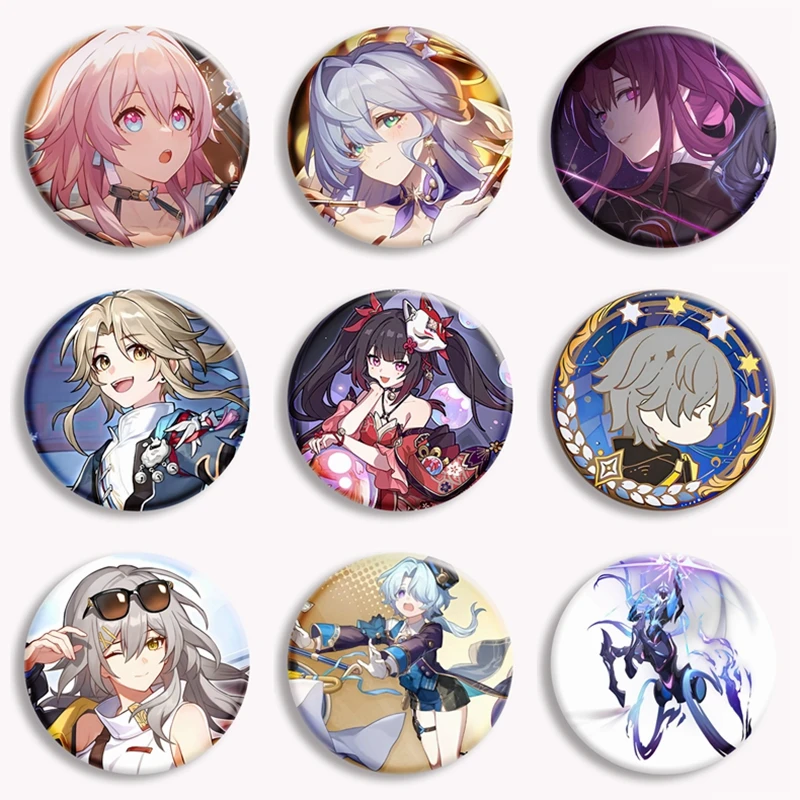 

Game Honkai: Star Rail Button Pin Anime Character Kafka Blade Bailu Herta Sliver Wolf Cartoon Brooch Badge For Bag Decor 58mm