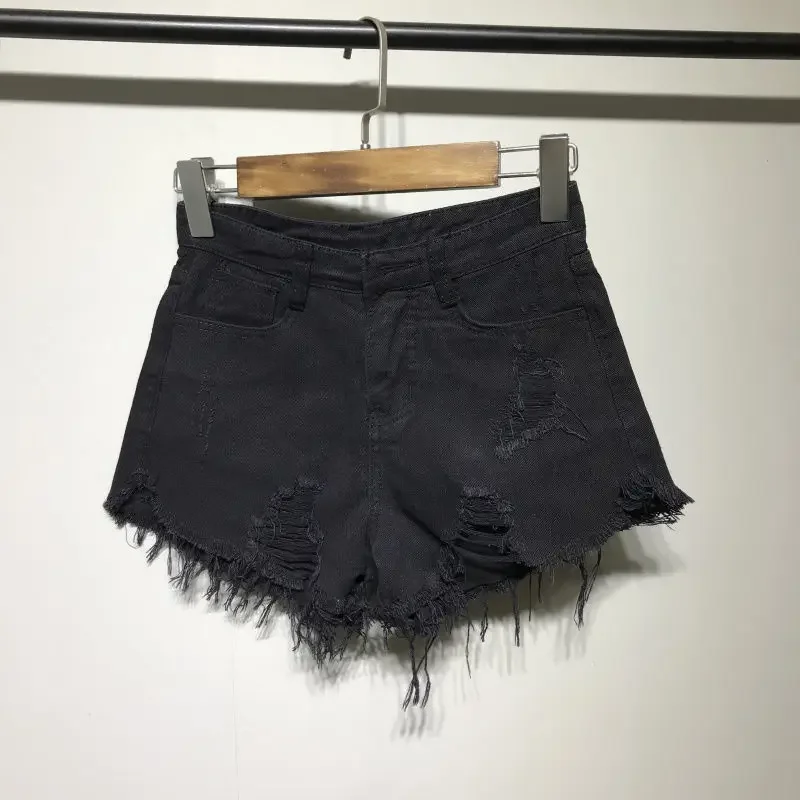 

New High Waist Tassel Broken Denim Shorts Female 2024 Summer Korean Version Raw Edge Wide Leg Loose Plus Size Jean Shorts Women