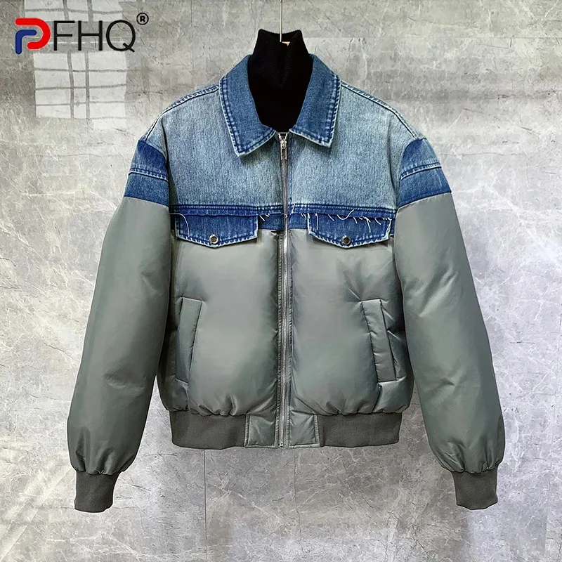 PFHQ Winter Down Coat Men's Denim Patchwork Zippers Handsome High Street Outdoor Safari Style Creativity Padded Jackets 21Z3162
PFHQ Winter Down Coat Men's Denim Patchwork Zippers Handsome High Street Outdoor Safari Style Creativity Padded Jackets 21Z3162