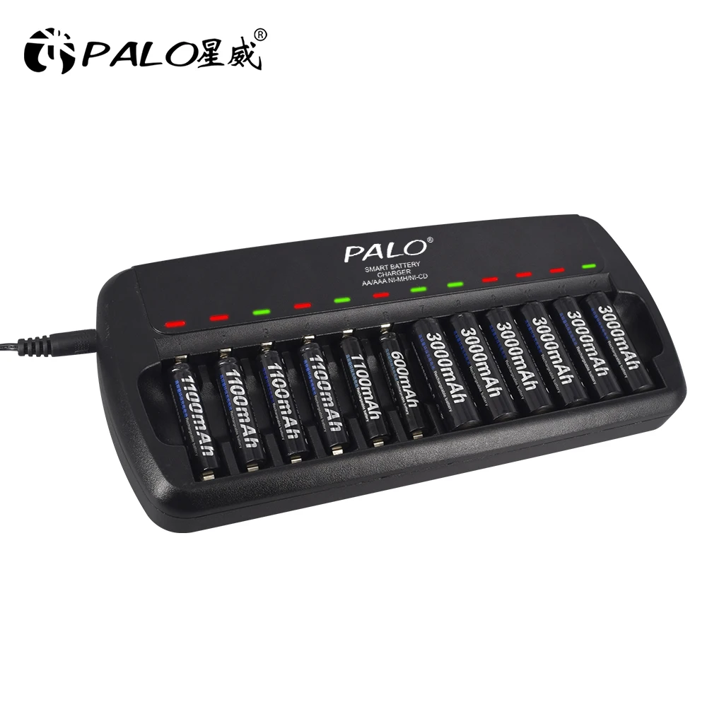 PALO 12 Slots LED/LCD USB Battery Charger For 1.2V AA AAA Rechargeable NIMH Battery AAA AAA NIMH Batteries Charger
PALO 12 Slots LED/LCD USB Battery Charger For 1.2V AA AAA Rechargeable NIMH Battery AAA AAA NIMH Batteries Charger