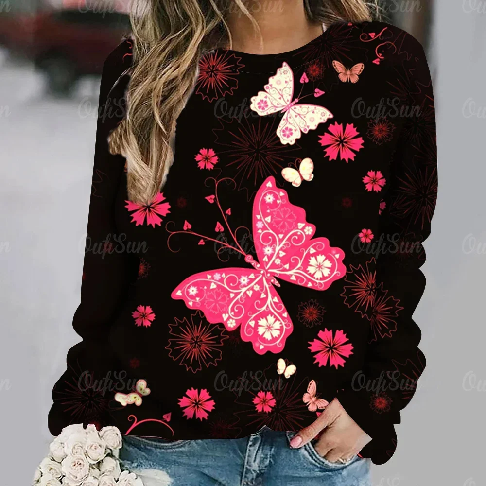 Autumn Women's New 3d Long Sleeve Hoodie Pullover Gradient Butterfly Print Tops Harajuku Large Size Imitation Cotton Clothing
Autumn Women's New 3d Long Sleeve Hoodie Pullover Gradient Butterfly Print Tops Harajuku Large Size Imitation Cotton Clothing