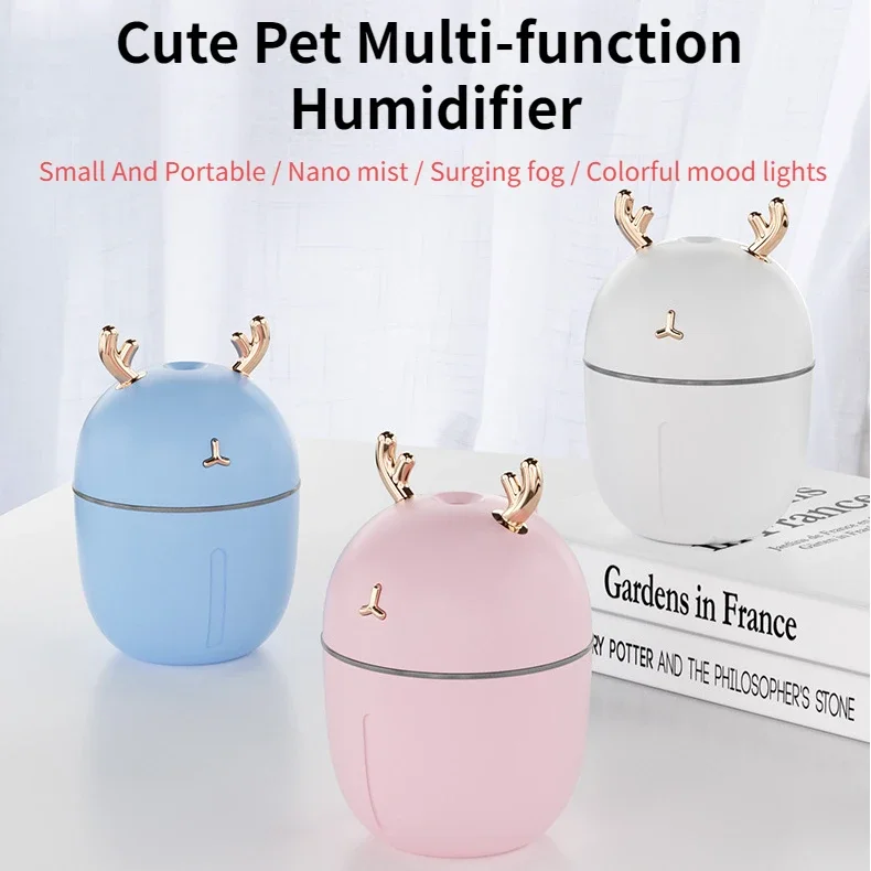 

Portable Mini Air Humidifier 300ml Cute Pet Air Purifier Aromatherapy Humidifiers Essential Oil Diffuser Home Car Air Purifier