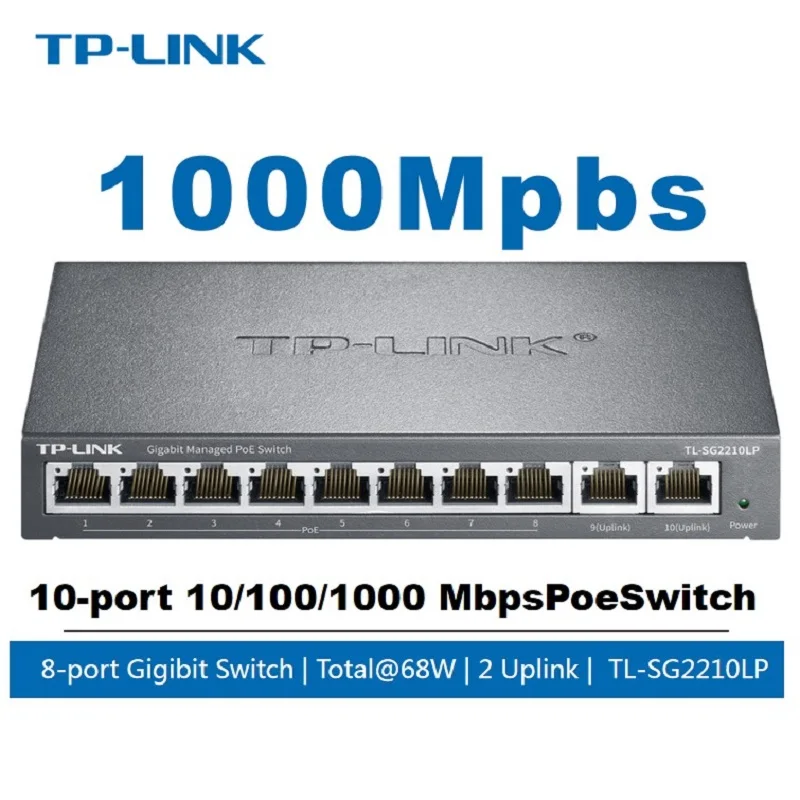 S7a9eb01b30dc46b58a47144b55705b67V TP-LINK PoE Switch 8-port Gigabit PoE+2 Gigabit Uplink 10-port 1000M Switch TL-SG2210LP VLAN Support