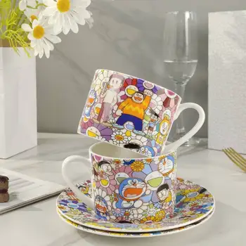 Japanese Sunflower Doraemon Branded Cartoon Double Cups Ceramic Mug Coffee Cake Smiling Face Childrens Plate Couples Friend