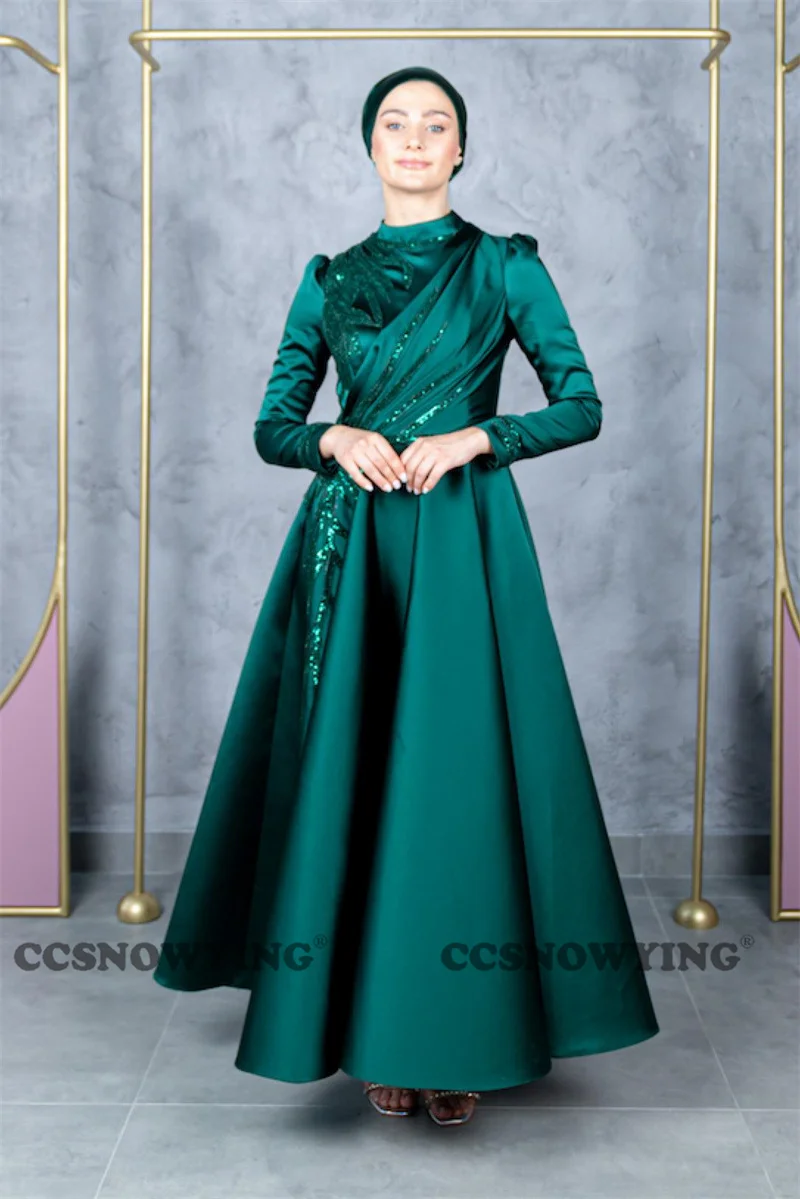 Appliques Sequin Higab Muslim Evening Dresses Long Sleeve Islamic Formal Party Gowns High Neck Women Arabic Robes De Soirée
Appliques Sequin Higab Muslim Evening Dresses Long Sleeve Islamic Formal Party Gowns High Neck Women Arabic Robes De Soirée