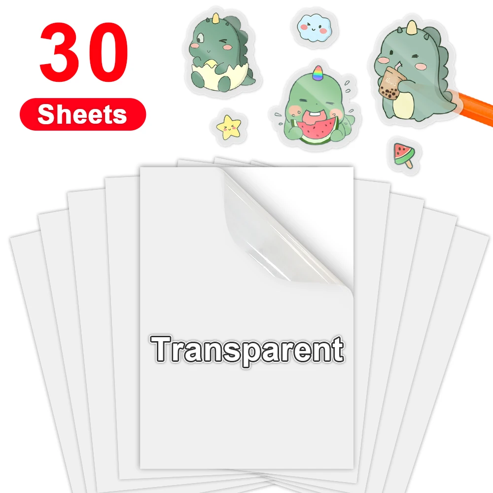 30 Sheets Printable Vinyl Sticker Paper A4 Transparent Glossy White Waterproof Self-Adhesive Copy Paper for all Inkjet Printer
30 Sheets Printable Vinyl Sticker Paper A4 Transparent Glossy White Waterproof Self-Adhesive Copy Paper for all Inkjet Printer