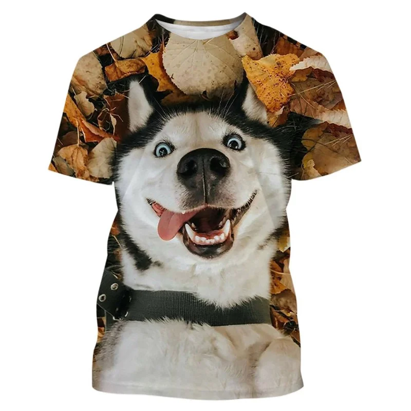 

Pets Dog Lovely Animal Men's Street Tee Summer Male 3d Printed Siberian Husky Short Sleeve For Man Children Tops T Shirt Clothes