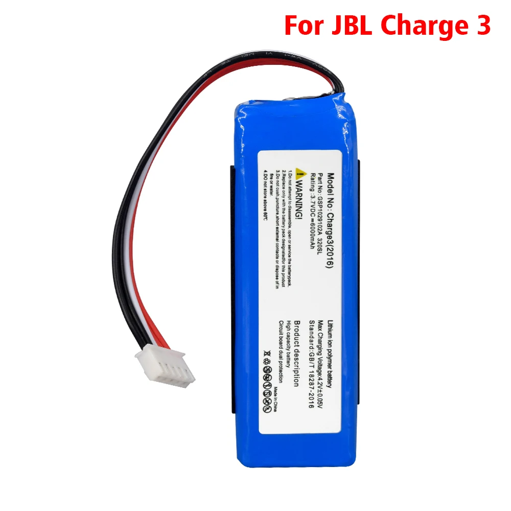 CITYORK 3.7V 6000mAh 22.2Wh gsp1029102A Battery for JBL charge 3 Charge 2 + 2016 Version GSP1029102A
CITYORK 3.7V 6000mAh 22.2Wh gsp1029102A Battery for JBL charge 3 Charge 2 + 2016 Version GSP1029102A