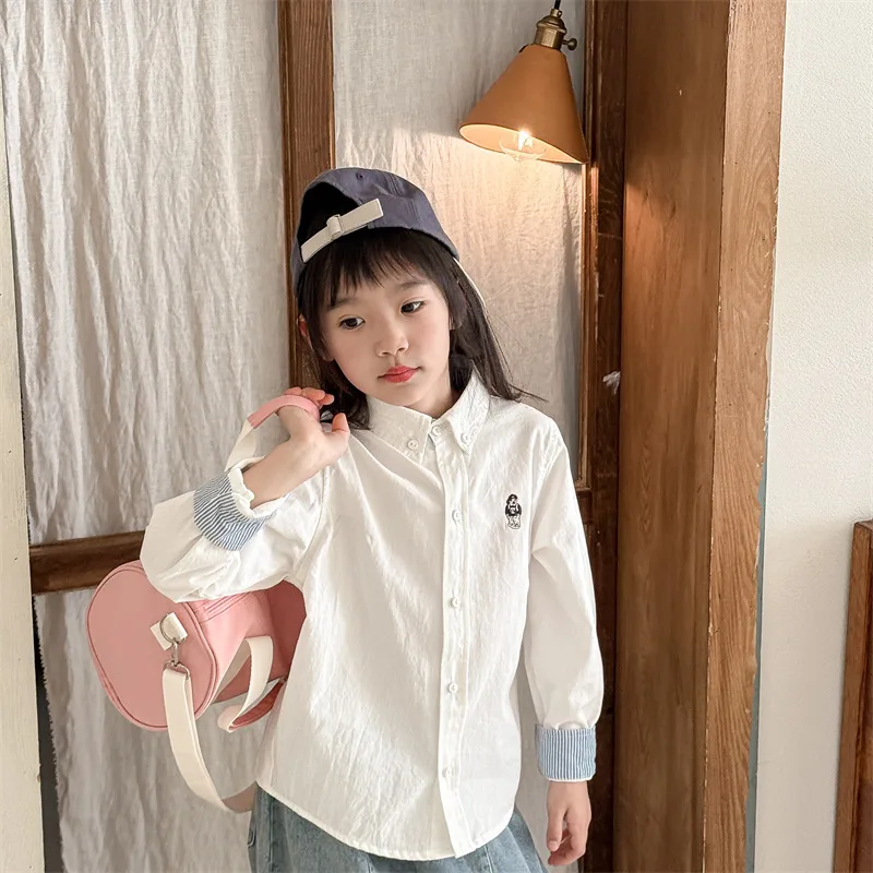 2024 Spring New Children Long Sleeve Shirts Fashion Girls Cartoon Lapel Shirt Baby Boys Cotton Tee Kids Casual Tops Clothes 9 S7aa2c19aa7ef464e9ccdd9489dab5f5fy