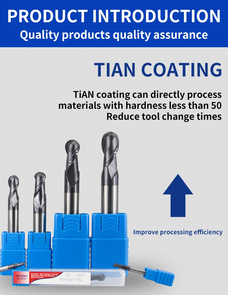 HRC50 2 Flutes Ball Nose End Mill tungsten steel Cutter CNC Router Bit Milling Tool cutting tools R0.5mm 1mm 3mm 4mm 6mm 10mm
HRC50 2 Flutes Ball Nose End Mill tungsten steel Cutter CNC Router Bit Milling Tool cutting tools R0.5mm 1mm 3mm 4mm 6mm 10mm