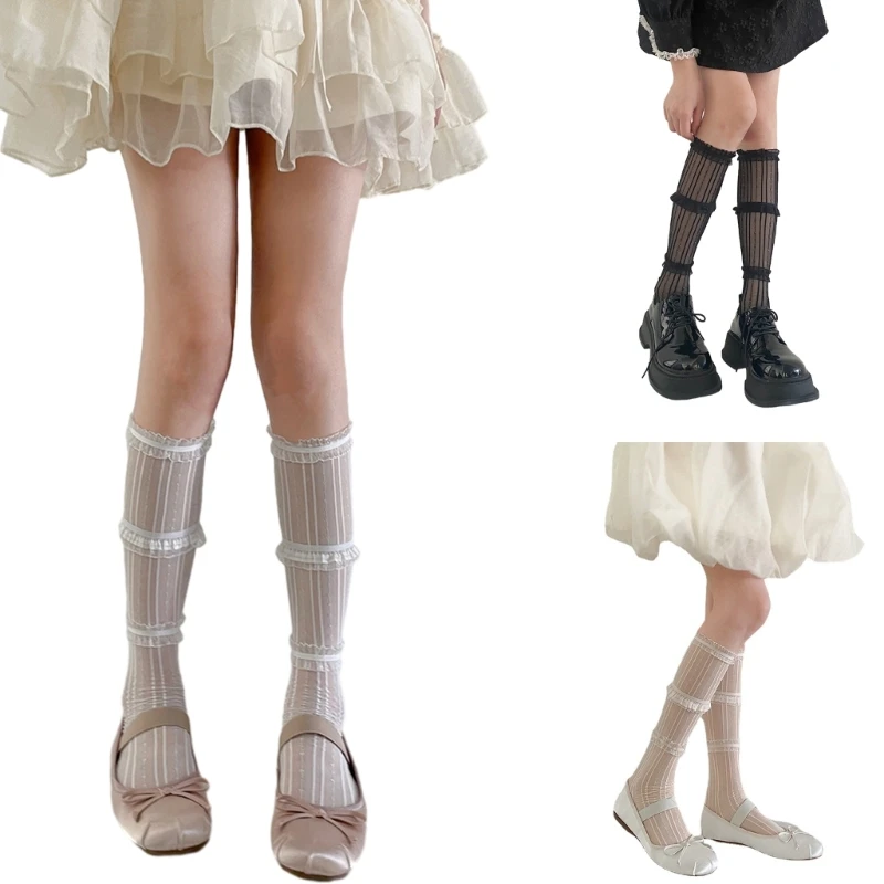 Womens Knee High Socks Girls Lace Layered Stockings Tight Socks Japanese Style Lace Socks for Skirt Shorts
Womens Knee High Socks Girls Lace Layered Stockings Tight Socks Japanese Style Lace Socks for Skirt Shorts