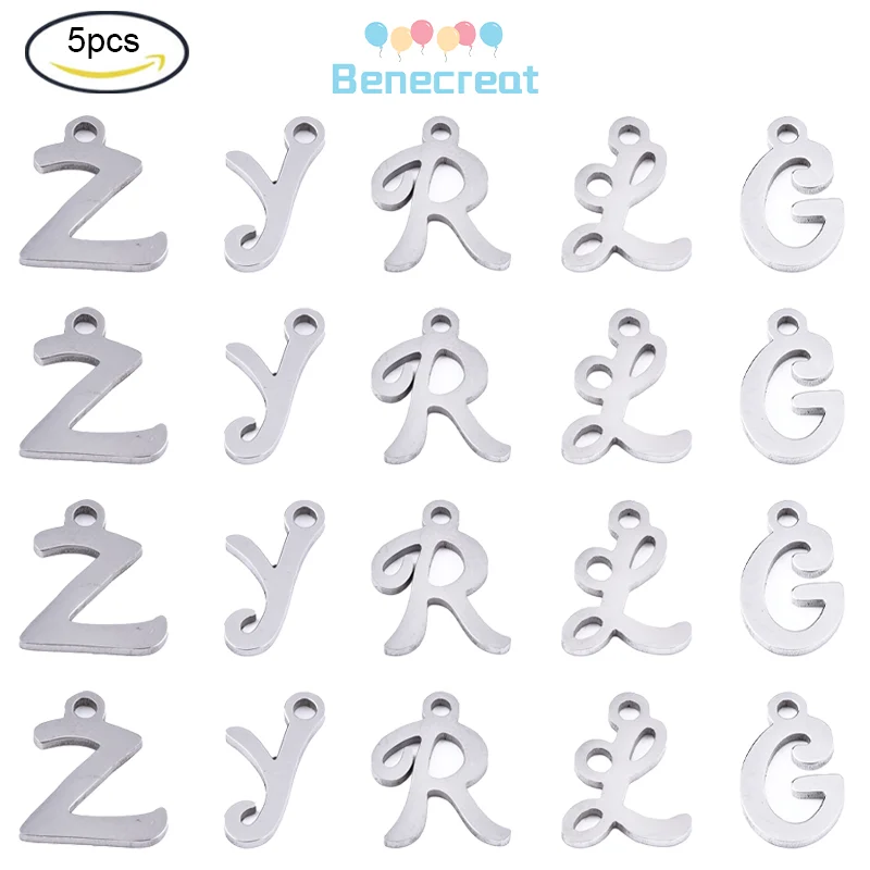 5PC Letter Pendants Stainless Steel Hypoallergenic Alphabet Pendants ABC Charm for Jewelry Making Stainless Steel Color 1.4mm
5PC Letter Pendants Stainless Steel Hypoallergenic Alphabet Pendants ABC Charm for Jewelry Making Stainless Steel Color 1.4mm