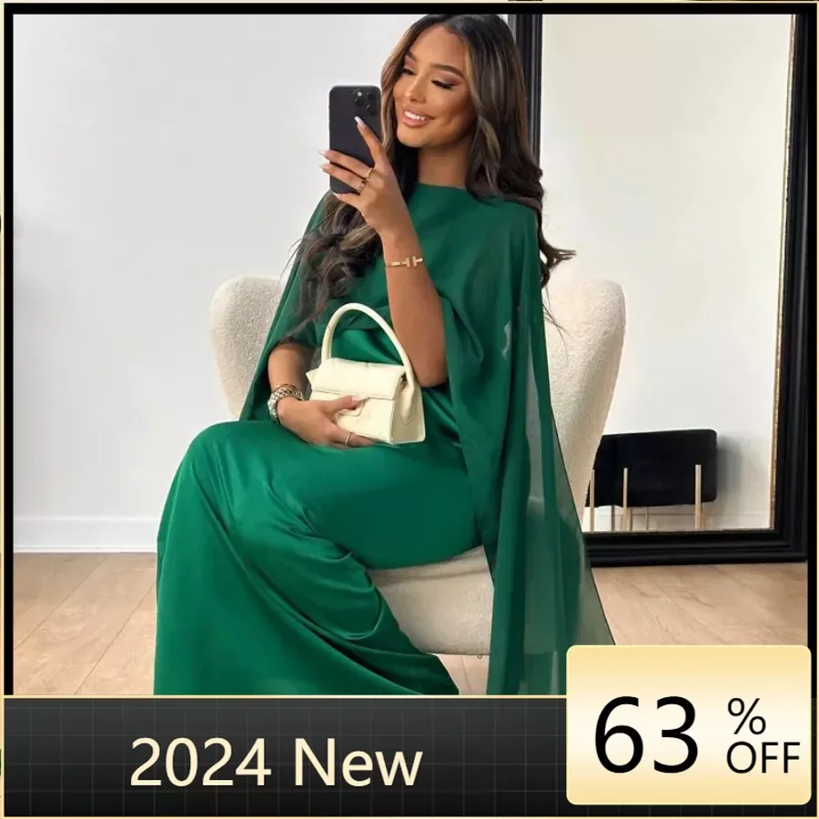

2024 African Dresses for Women Summer Elegant African Short Sleeve Polyester Purple Black Green Dress Dashiki African Clothes