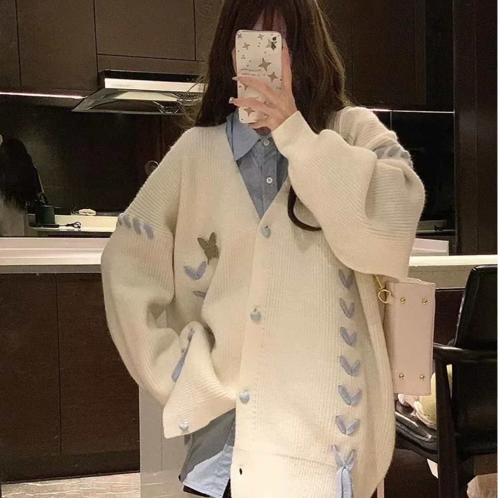 Autumn Knitted Cardigan Women's Sweater 2024 New Fashion Long Sleeve Loose Tie Sweet Casual Y2k Womens Pullover
Autumn Knitted Cardigan Women's Sweater 2024 New Fashion Long Sleeve Loose Tie Sweet Casual Y2k Womens Pullover