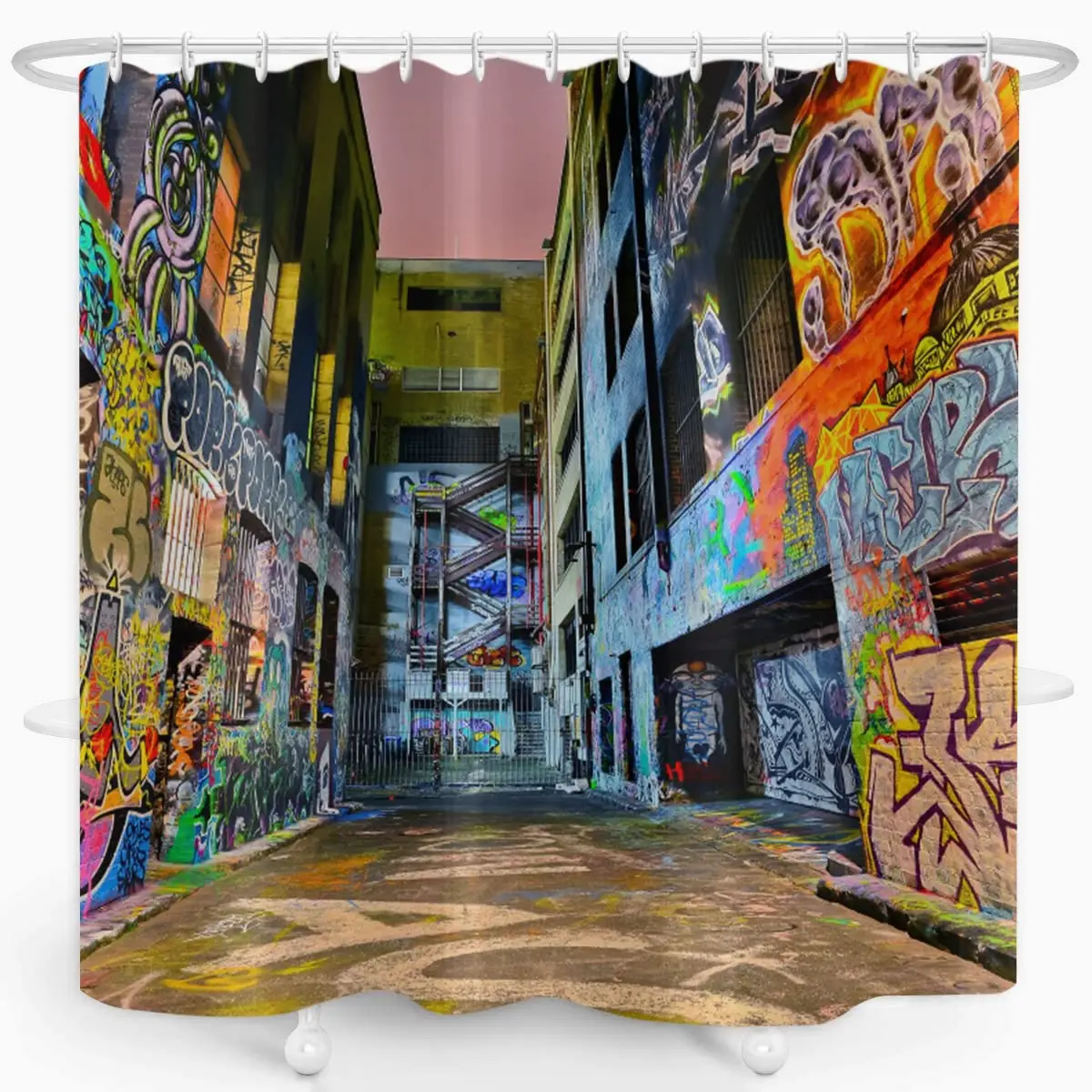 

Shower Curtain Colorful Graffiti Abstract Art Street Style Bathroom Curtains Decor Polyester Fabric Waterproof Set with Hooks