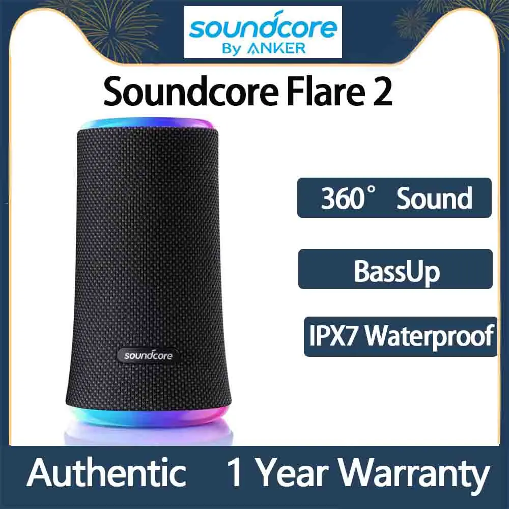 Original Soundcore Flare 2 Bluetooth Speaker Wireles IPX7 Waterproof Outdoor Protection and 360 Sound for BackyardBeach Party
Original Soundcore Flare 2 Bluetooth Speaker Wireles IPX7 Waterproof Outdoor Protection and 360 Sound for BackyardBeach Party