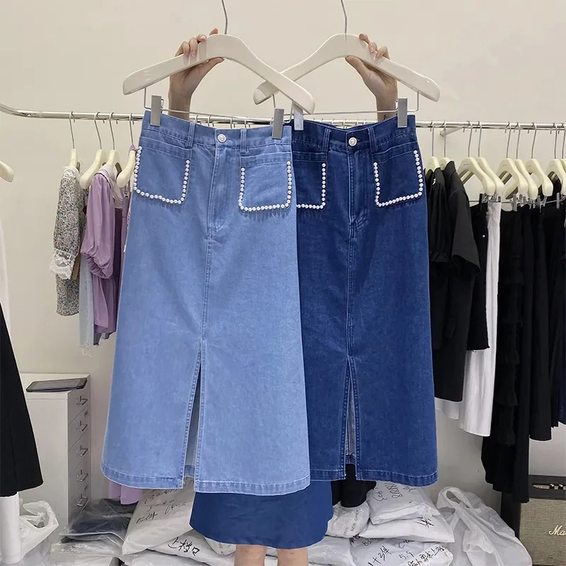 2024 New Fashion Spring Autumn Pearl Denim Skirt For Women Clothing Harajuku Slim Split High Waist A-line Skirts
2024 New Fashion Spring Autumn Pearl Denim Skirt For Women Clothing Harajuku Slim Split High Waist A-line Skirts