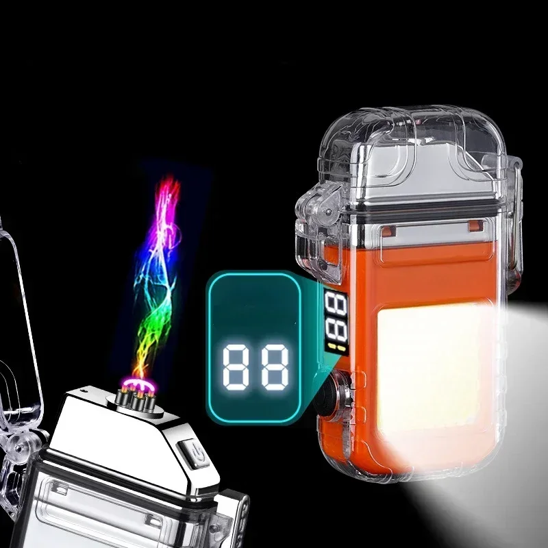 Outdoor Waterproof Windproof Rechargeable Dual Arc Lighter with Light Digital Power Display Type-C Electronic Cigarette Lighters
Outdoor Waterproof Windproof Rechargeable Dual Arc Lighter with Light Digital Power Display Type-C Electronic Cigarette Lighters