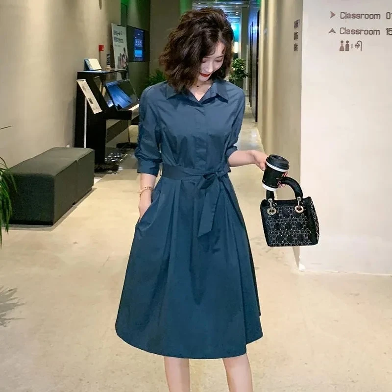 New Women Shirt Dress Female Offlce Lady Half Sleeve Turn-Down Collar Belt Dresses Streetwear Women's Clothing Solid Vestidos
New Women Shirt Dress Female Offlce Lady Half Sleeve Turn-Down Collar Belt Dresses Streetwear Women's Clothing Solid Vestidos