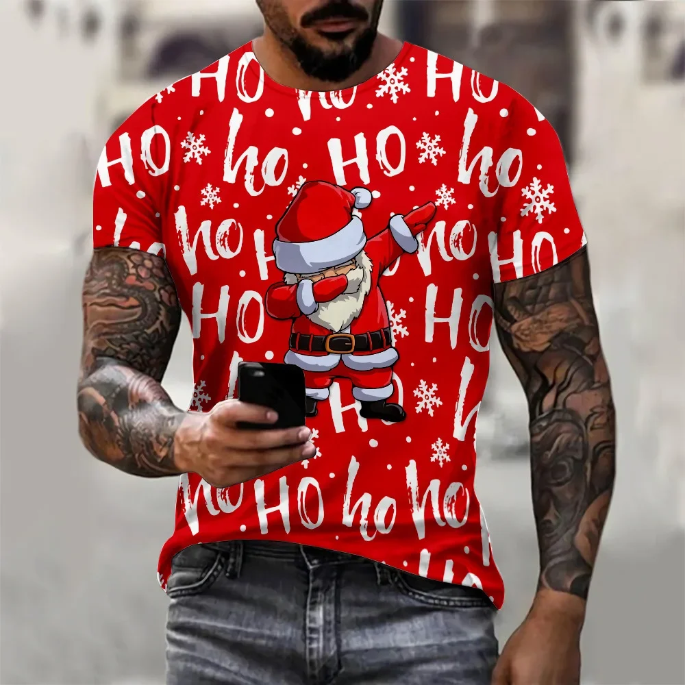 Men's Christmas element 3D printed T-shirt, round neck shirt, short sleeves, large size, comfortable and breathable top, with a
Men's Christmas element 3D printed T-shirt, round neck shirt, short sleeves, large size, comfortable and breathable top, with a
