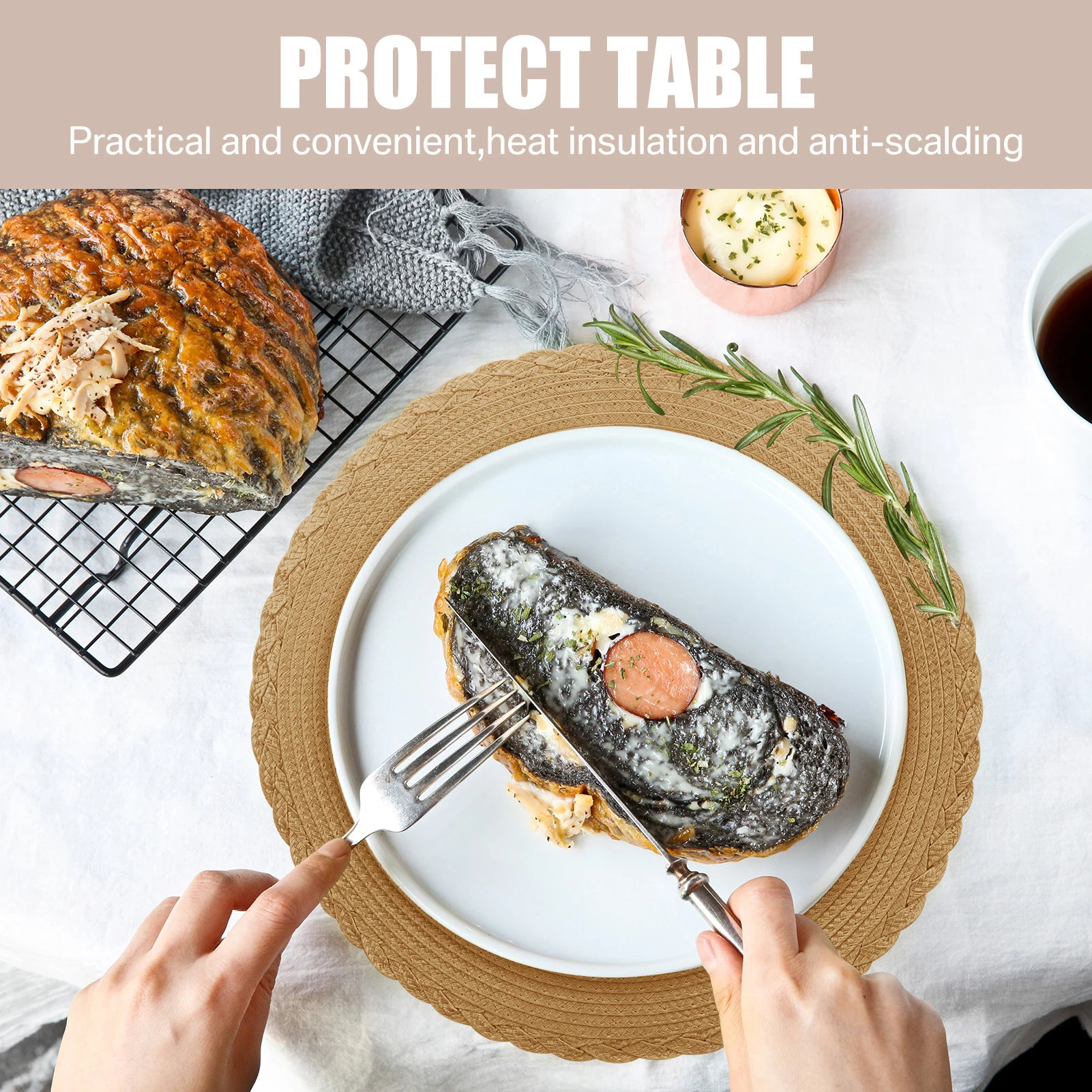 Set of 6 Round Placemats and Coasters Braided Woven Place Mats Washable Heat Resistant Table Mats and Coasters for Dining Table: 3 - 5 Days Free Delivery Only UK Set of 6 Round Placemats and Coasters Braided Woven Place Mats Washable Heat Resistant Table Mats and Coasters for Dining Table: 3 - 5 Days Free Delivery Only UK