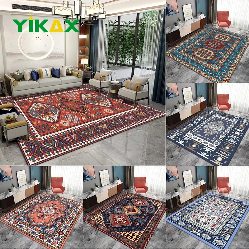 

Ethnic Style Bedroom Carpet Persian American Retro Carpets Large Area Living Room Decoration Rugs Cloakroom Lounge Rug Washable